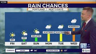 Warm to wet outlook for Portland area