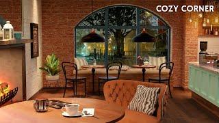 Rainy Day at Coffe Shop Ambience & Rain Sounds and Jazz Music at Cozy Cafe