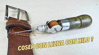 Cómo hacer la COSTURA con LEZNA con hilo Y colocar una HEBILLA