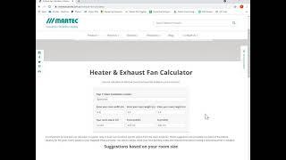 Martec Australia Bathroom Heater & Exhaust Fan Calculator