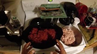 Trapper Don makes Deer meat for bacon burgers.