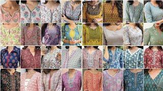 Simple Or Stylish Printed Kurti  Neck Design Ideas 2024