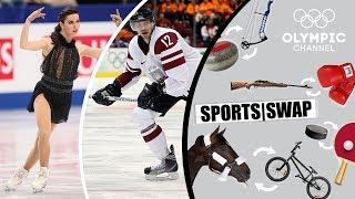 Figure Skating vs Ice Hockey | Who Will be Best at the Other Sport? | Sports Swap Challenge