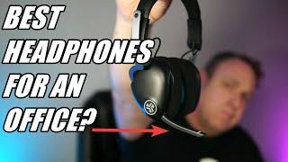 Best office headset? JLab JBuds Work headphones. Wired or wireless with pull down mic