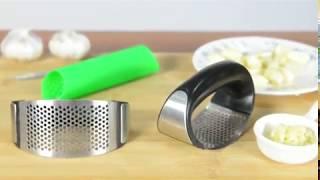 How to USE new version Garlic Press Rocker - Stainless Steel Garlic Mincer Crusher and Peeler (2019)