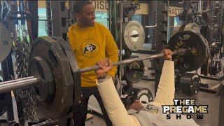 Watch What Happens When Coach Prime Challenges Bucky & Sam On The Bench Press!