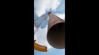 Look through a wind turbine monopile foundation 3d animation