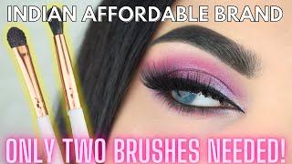 ONLY TWO DRUGSTORE INDIAN BRUSHES | Pink Shimmer Smokey Eye Eyeshadow Makeup look #eyeshadowtutorial