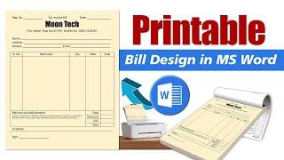 How to Make Bill Book in MS Word || Bill Invoice in MS Word || Printable Bill in MS Word