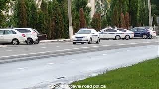 Three cars Russian road police.