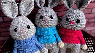 Амигуруми: схема Зайчик в свитере. Игрушки вязаные крючком - Free crochet patterns.