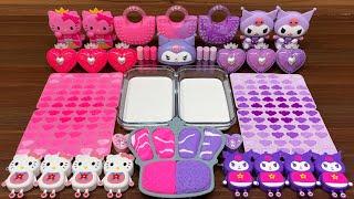 PINK HELLO KITTY vs PURPLE KUROMI I Mixing random into Glossy Slime I Relaxing slime videos#part1