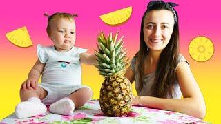 Anne Vlog. Derin ilk defa ananas deniyor! Sevcan ve Derin ile bebek bakma videosu