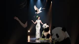 America's Got Talent! Cheongsam Woman & Panda's Magical Transformation ​#panda #got #aiart #china