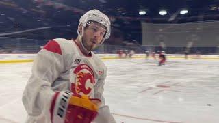 Joel Farabee and Morgan Frost back in Philadelphia | Calgary Flames Practice Clips - 3/4/25