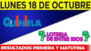 Quinielas Primera y matutina de Córdoba y Entre Rios Lunes 18 de Octubre