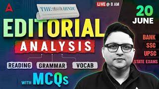 The Hindu Editorial Analysis | 20 June 2025 | Reading, Grammar, Vocab, MCQs | The Hindu Analysis