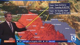 Continued hot weather, poor air quality forecast for SoCal