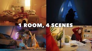 We made 4 Short Films in 1 TINY Room  (Zhiyun Molus X100 & G60 Cinematic Lighting)