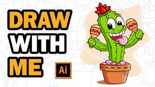 How to Draw a Cartoon Cactus | Adobe Illustrator Tutorial