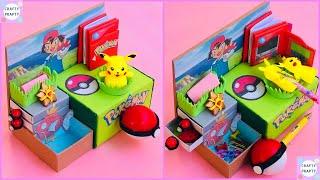 How to make Pokémon Toy Stationery Organizer With paper/ School supplies / Pokédex Notebook