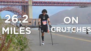 RUNNING A MARATHON ON CRUTCHES WITH NO TRAINING??