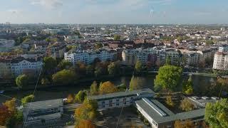 Forwards fly above urban borough. Panoramic view of dense residential development in neighbourhood