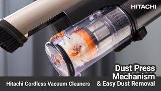 Hitachi Cordless Vacuum Cleaners PV-XH3M | Dust Press Mechanism& Easy Dust Removal