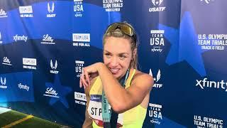 Elle St Pierre after the 1500 final. She will only run the 1500 in Paris.