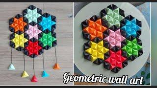 Geometric paper wall hanging/Geometric paper hexagon wall art/Paper crafts