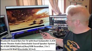 Bluetooth Sound Bars for TV with Dual Subwoofer 2.2CH Home Theater Detachable Sound Speaker System