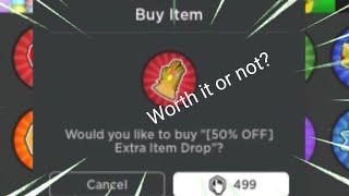 Buying the Gamepass 50% discount Extra item drop in Treasure Quest || Roblox