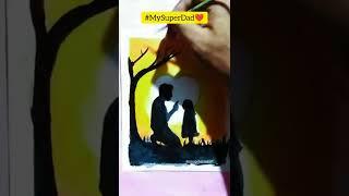 Father & Daughter heart ️ touching drawing || How to draw Father and Daughter step by step #shorts