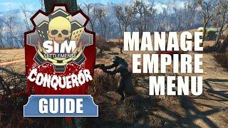 Sim Settlements Conqueror Guides: Manage Empire Menu