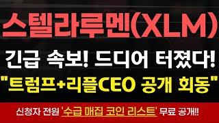 [스텔라루멘 코인] 속보! "트럼프+리플CEO 회동" 6시간뒤 폭등 시작! #스텔라루멘코인 #스텔라루멘 #스텔라루멘전망 #스텔라루멘코인전망