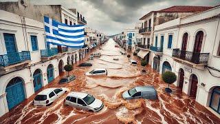 Severe Flooding in Lemnos, Greece ! Roads Blocked and Island Half-Submerged