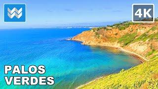 [4K] Palos Verdes Blufftop Trail in California USA - Scenic Walking Tour - Relaxing Ocean Waves 