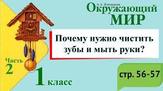 Почему нужно чистить зубы и мыть руки? Окружающий мир. 1 класс, 2 часть. А. Плешаков стр. 56-57