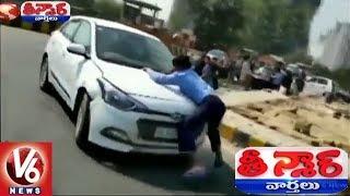 Car Driver Drags Cab Driver On Bonnet For 2 Km | Teenmaar News | V6 News