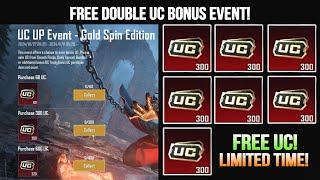  Free Double UC Event | BGMI New UC UP Gold Spin Event | Uc Bonus Event | How To Get Extra Uc!