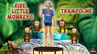 Toddler Trampoline Workout  |  Five Little Monkeys Jumping On The Bed  |  PE Bowman