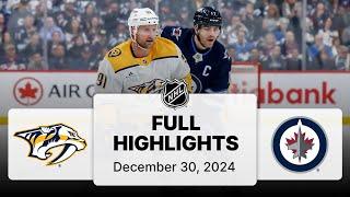 NHL Highlights | Predators vs. Jets | December 30, 2024