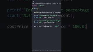 Calculate Cost Price in C Programming | Task # 10 | #cprogramming #coding