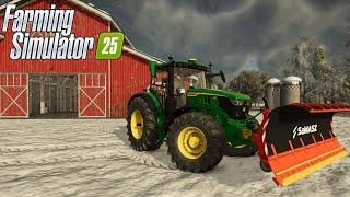 FARMING SIMULATOR 25. ПЕРВАЯ УБОРКА СНЕГА НА ФЕРМЕ.