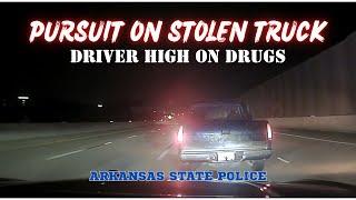 Pursuit on stolen truck, driver high on METH - Arkansas State Police PIT / TVI Maneuver #chase #pit