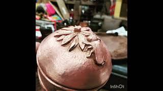 making a fancy honey jar, copper, 24k gold, raised, chasing and repousse, made by hand