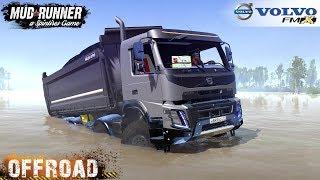 Spintires: MudRunner - VOLVO FMX 8X8 TRUCK DUMP Driving on Flooded Roads