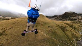 Extreme Kite LandBoarding flights in the Alps