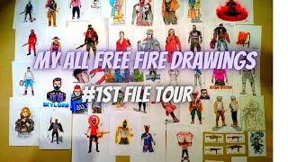 MY ALL FREE FIRE DRAWINGS️FILE TOUR#1||THAKUDU ARTS FF} ||OLD TO NEW FF DRAWING }