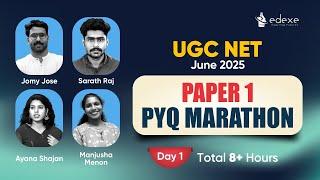 PYQ marathon | Paper 1|Day -1| UGCNET/JRF/PhD | June 2025 | edexe learning